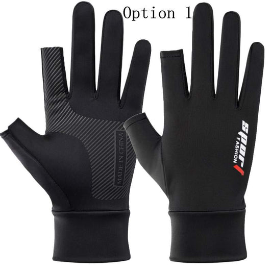 2 pairs Non-slip breathable fishing gloves ith two fingers leaking out