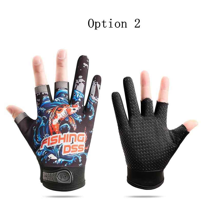 2 pairs non-slip wear-resistant sunshade breathable fishing gloves