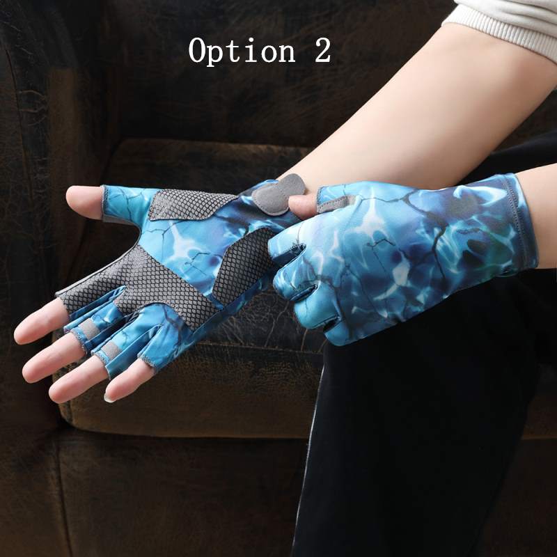 2 pairs Summer thin breathable half-finger sun protection gloves