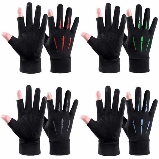 2 pairs summer thin breathable non-slip gloves with two fingers leaking out