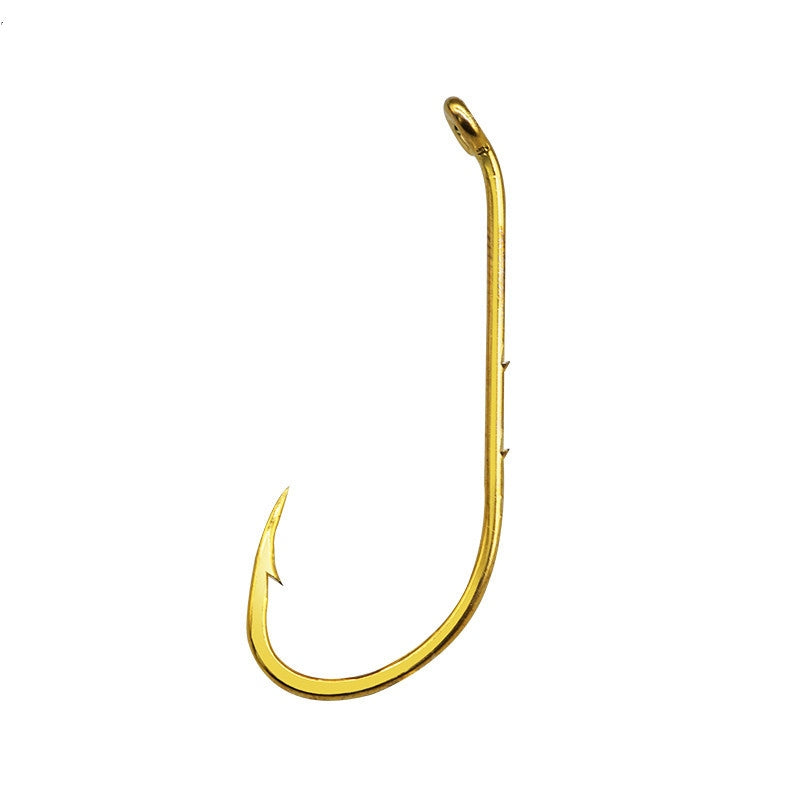 500 pcs Double back barbed long handle golden fishhook