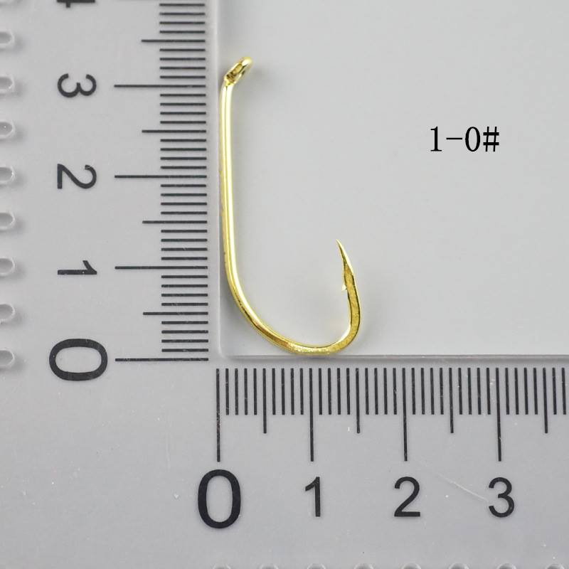 500 pcs Double back barbed long handle golden fishhook