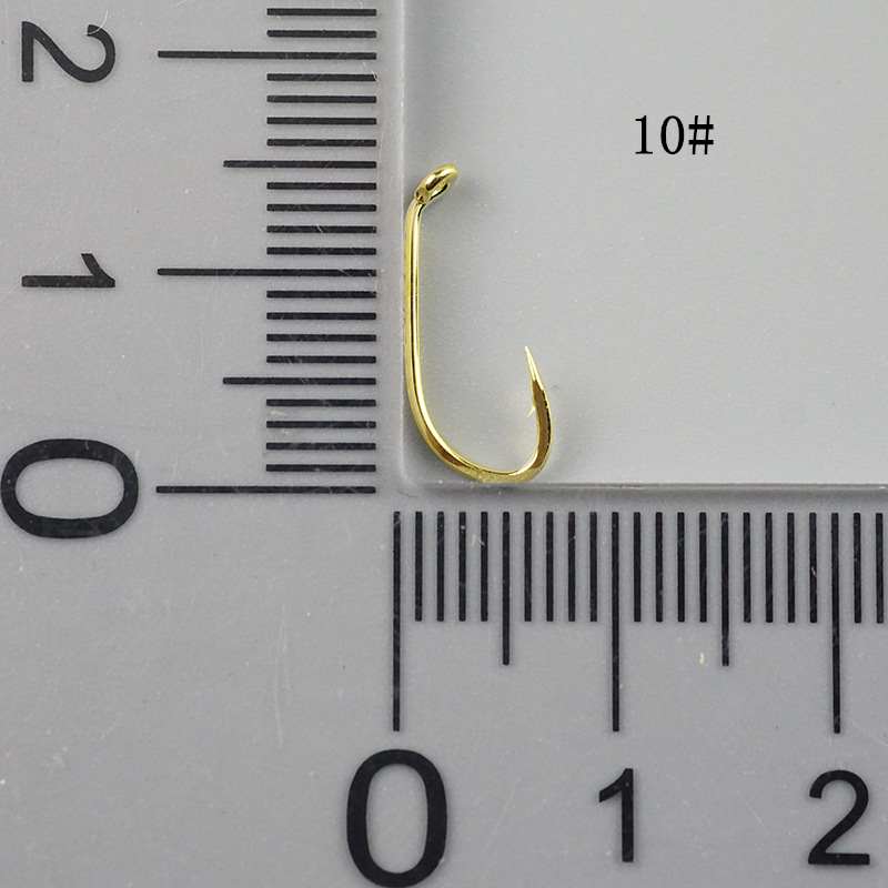 500 pcs Double back barbed long handle golden fishhook