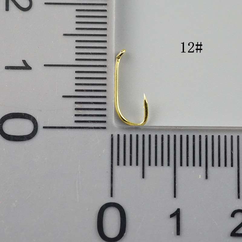 500 pcs Double back barbed long handle golden fishhook