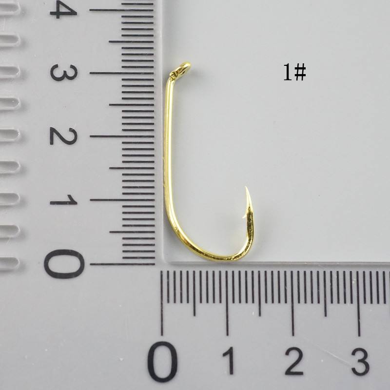 500 pcs Double back barbed long handle golden fishhook