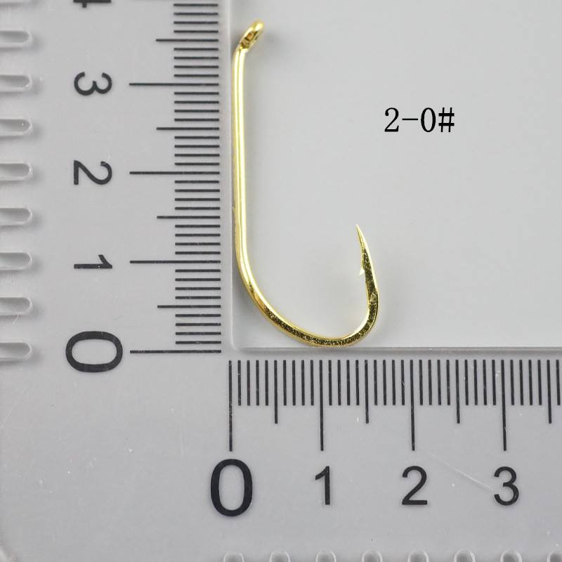 500 pcs Double back barbed long handle golden fishhook