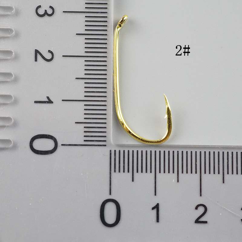 500 pcs Double back barbed long handle golden fishhook