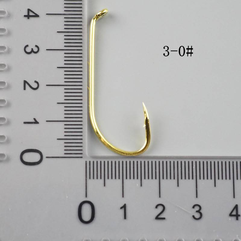 500 pcs Double back barbed long handle golden fishhook