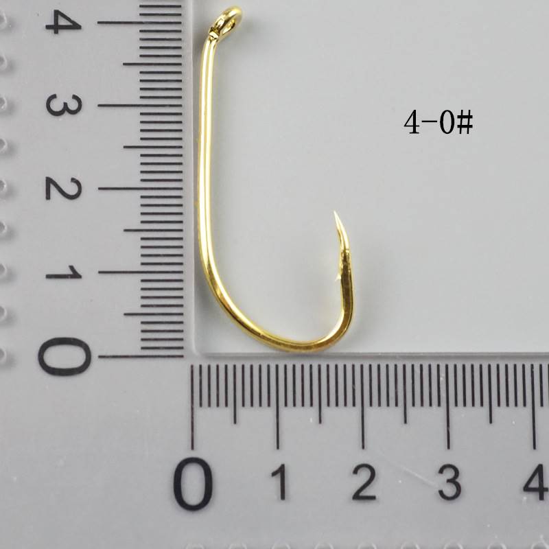 500 pcs Double back barbed long handle golden fishhook