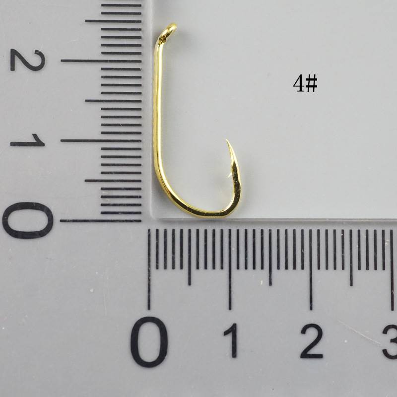 500 pcs Double back barbed long handle golden fishhook