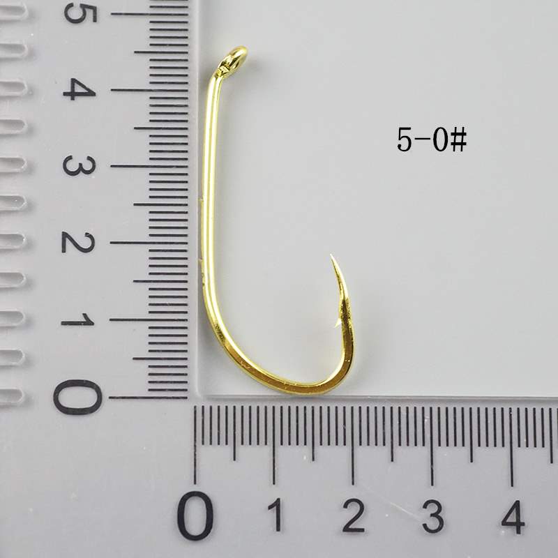 500 pcs Double back barbed long handle golden fishhook