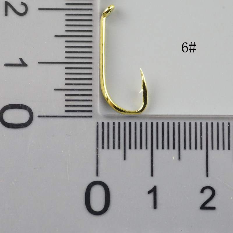 500 pcs Double back barbed long handle golden fishhook