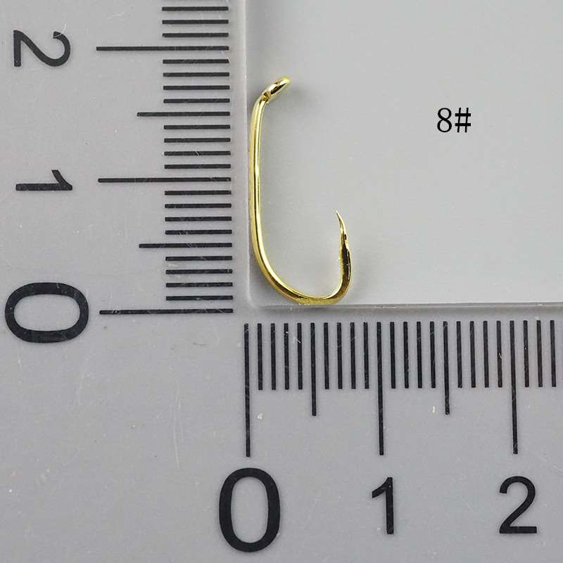 500 pcs Double back barbed long handle golden fishhook