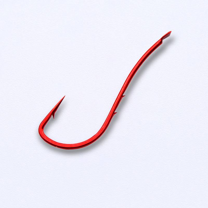 100 pcs Double Back Barbed Bulk Barbed Long Handled Red Fish Hook