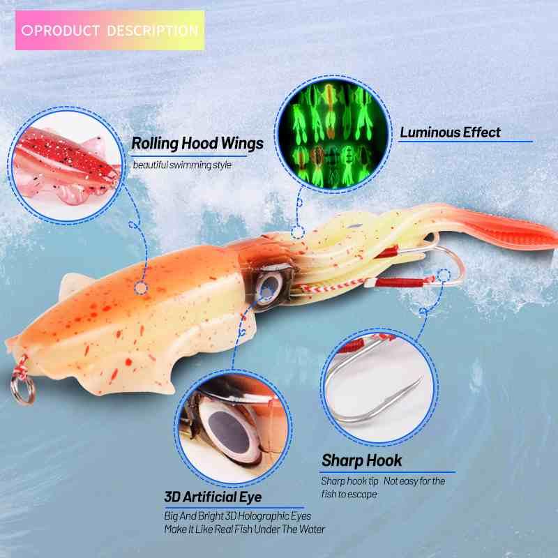 1 pc  60g 120g 150g deep sea large squid shaped lures