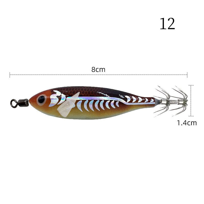 1 pc 8cm 5.7g Luminous simulated round-bellied shrimp with squid hook