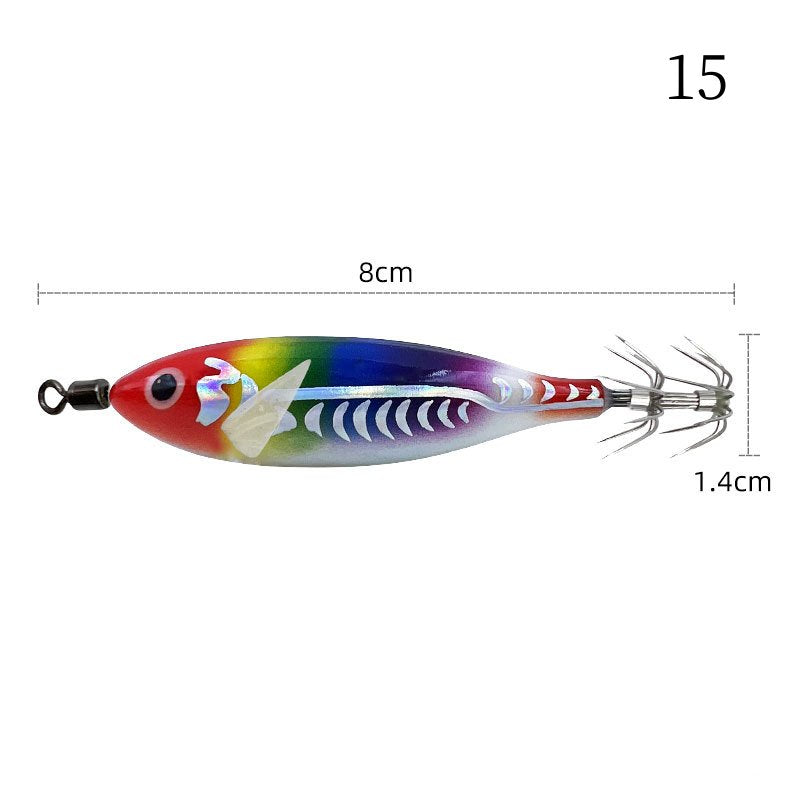 1 pc 8cm 5.7g Luminous simulated round-bellied shrimp with squid hook