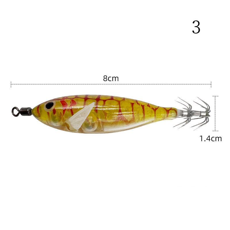 1 pc 8cm 5.7g Luminous simulated round-bellied shrimp with squid hook