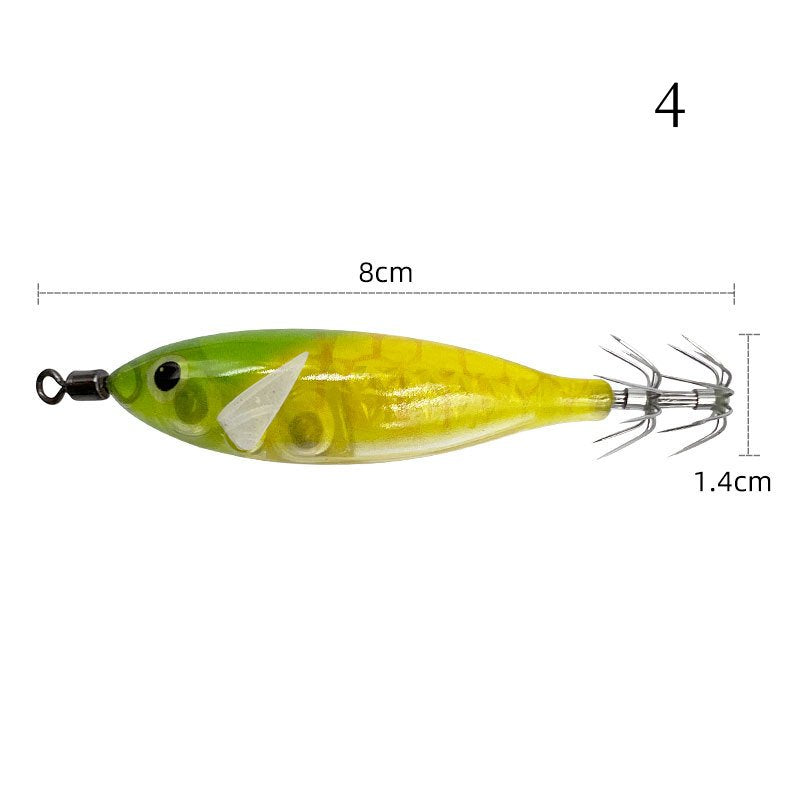 1 pc 8cm 5.7g Luminous simulated round-bellied shrimp with squid hook