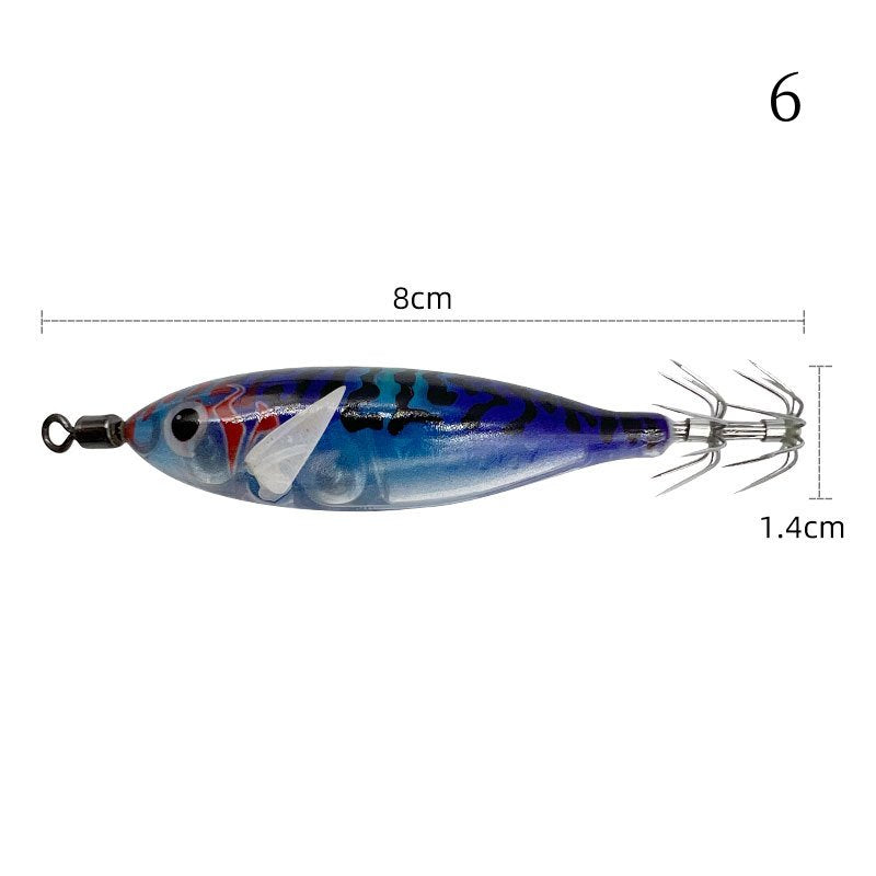 1 pc 8cm 5.7g Luminous simulated round-bellied shrimp with squid hook