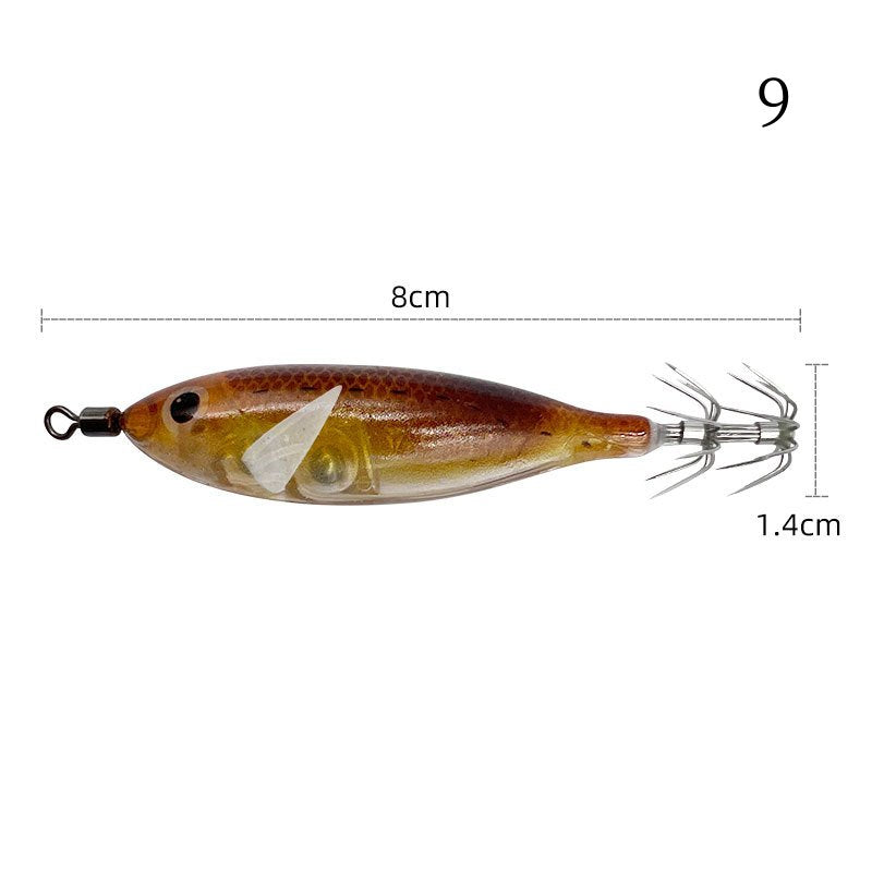 1 pc 8cm 5.7g Luminous simulated round-bellied shrimp with squid hook