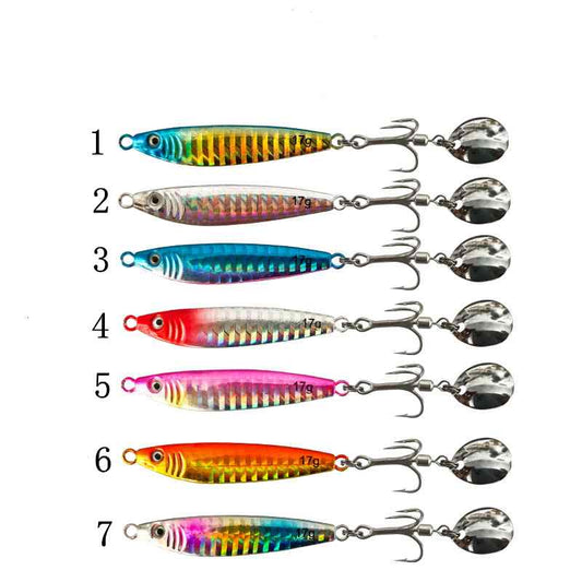 2pc 7/10/15/17/21/25/30/40g S-curve design Jig metal lures with spinner