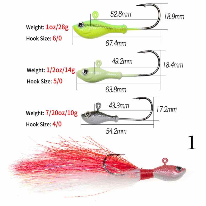 1 pc 10/14/28/42g Imitation deer hair lead hook lure