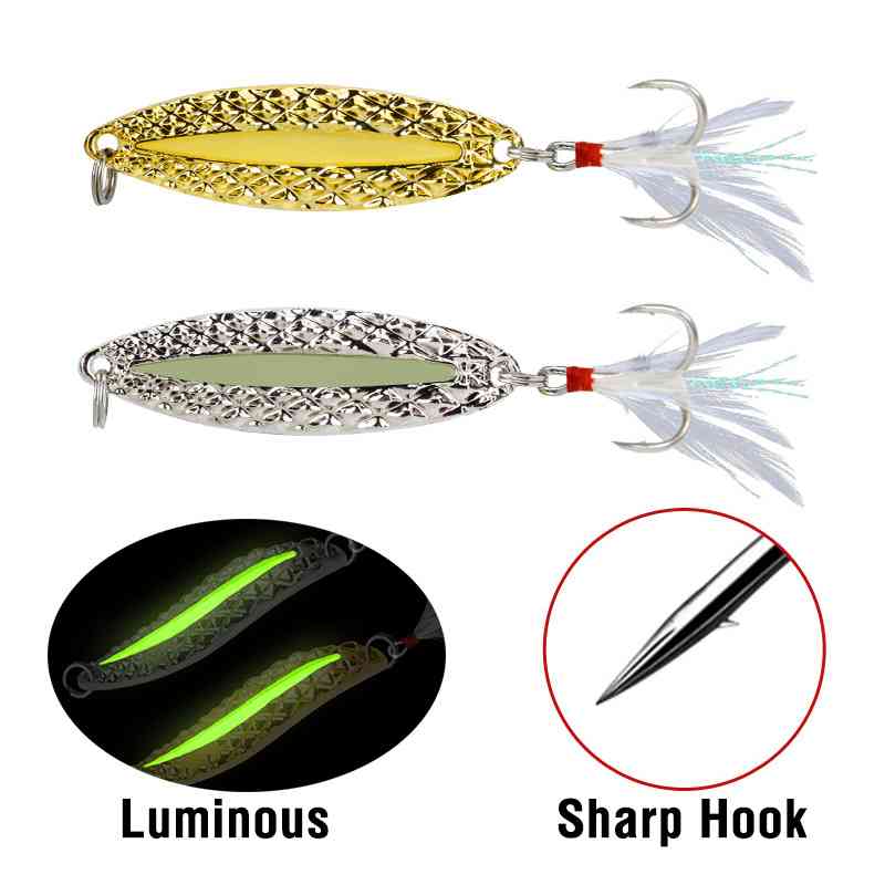 10 pcs 2.5/5/7/10/15/20g Luminous metal spoon lure